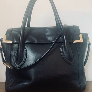 Foley & Corinna Black Leather Satchel